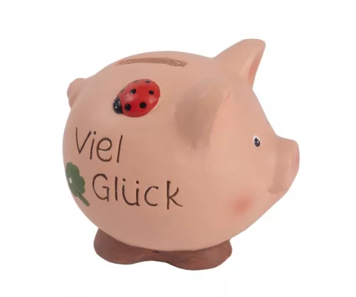 KERÁMIA PERSELY MALAC, VIEL GLÜCK FELIRAT