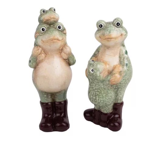 KERÁMIA BÉKÁK, GUMICSIZMÁBAN, ZÖLD