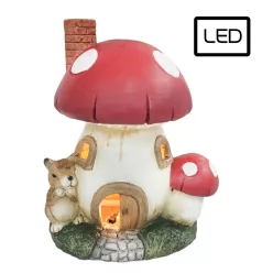 KERÁMIA VILÁGÍTÓ GOMBAHÁZ, LEDDEL, PÖTTYÖS, PIROS