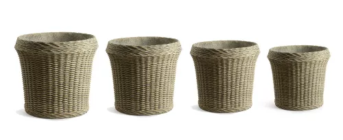 BETONKASPÓ, 4 DARABOS, KEREK, KOSÁR MINTÁS, SÁRGÁS SZÜRKE