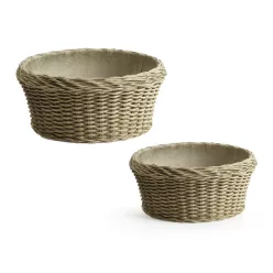 BETONKASPÓ, 2 DARABOS, KEREK, KOSÁR MINTÁS, RATTAN