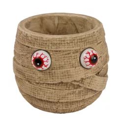   BETON KASPÓ, HALLOWEEN DEKORÁCIÓ, MÚMIA FORMÁJÚ, VÉRES SZEMEKKEL, SZÜRKE