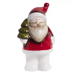 PORCELÁN TÉLAPÓ, FENYŐFÁVAL, PIROS FEHÉR