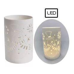 PORCELÁN LEDDEL, LÁMPÁS HÓEMBER, FEHÉR