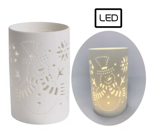 PORCELÁN LEDDEL, LÁMPÁS HÓEMBER, FEHÉR