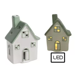 PORCELÁN HÁZ, LEDDEL, FEHÉR ZÖLD