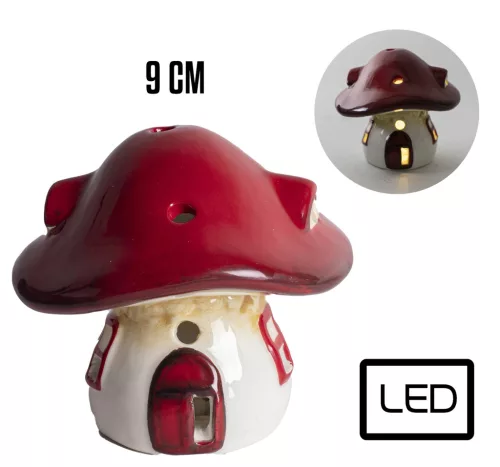 PORCELÁN LED GOMBAHÁZ, PIROS ÉS FEHÉR