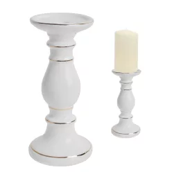 PORCELÁN GYERTYATARTÓ, FEHÉR ARANY