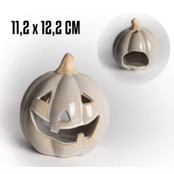 PORCELÁN MÉCSESTARTÓ HALLOWEEN TÖK, KRÉM SZÍNŰ