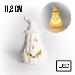PORCELÁN LED HALLOWEEN TÖK, KALAPBAN, FEHÉR