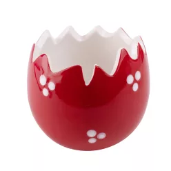 PORCELÁN TOJÁS, TÖRÖTT, PIROS