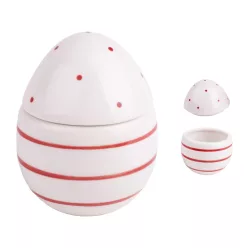 PORCELÁN BONBONIER, TOJÁS, FEHÉR PIROS