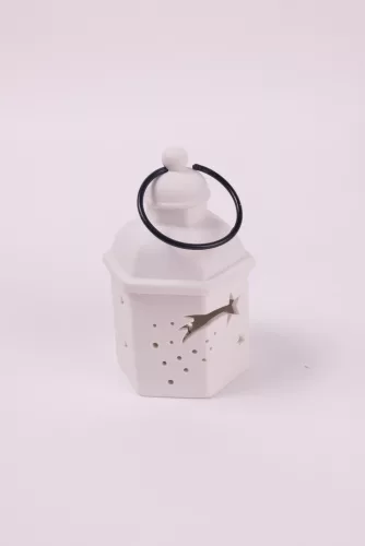 PORCELÁN LÁMPÁS LEDDEL, FEHÉR, HULLÓCSILLAG MINTÁS