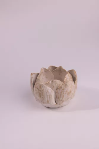 PORCELÁN MÉCSESTARTÓ, VIRÁG KEHELY, FEHÉR
