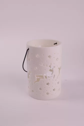 PORCELÁN LED LÁMPÁS, SZARVAS, FEHÉR
