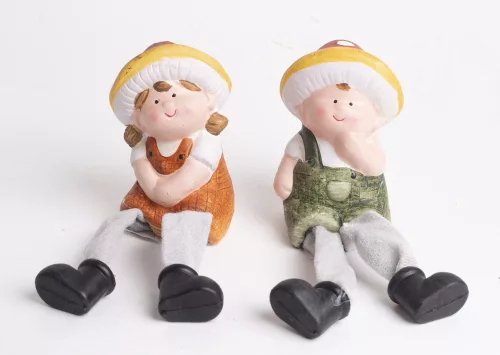 KERÁMIA GOMBAGYEREK, LÓGÓLÁBÚ, NARANCSSÁRGA ZÖLD