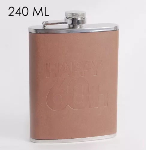 LAPOSÜVEG, ROZSDAMENTES ACÉL, HAPPY 60TH - BOLDOG 60.-AT FELIRAT, BARNA MŰBŐR