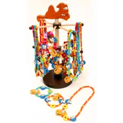 WOODEN NECKLACE TEVECLUB 72PC/STAND