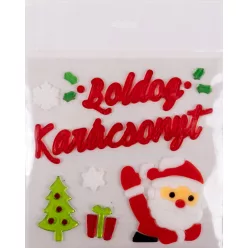 ABLAKZSELÉ MIKULÁS,  BOLDOG KARÁCSONYT FELIRAT
