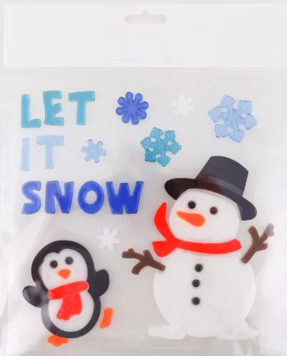 ABLAKZSELÉ HÓEMBER ÉS PINGVIN, LET IT SNOW FELIRAT