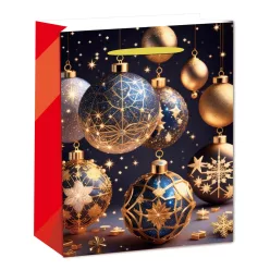 PAPÍRTASAK MATT, ARANY/KÉK GÖMB DÍSZEK