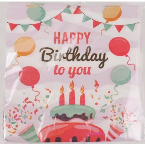   PARTY PAPÍR SZALVÉTA, 20 DARABOS, HAPPY BIRTHDAY FELIRATTAL, TORTÁS