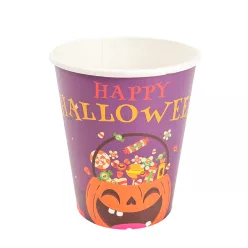 PARTY PAPÍR POHÁR, 10 DARABOS, HALLOWEEN MINTÁS, LILA