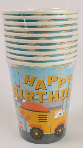 PARTY PAPÍR POHÁR, 10 DARABOS, HAPPY BIRTHDAY FELIRATTAL, ÚTÉPÍTŐS