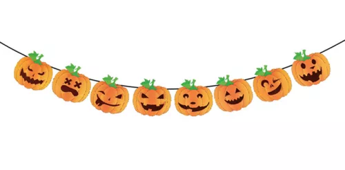 MŰANYAG GIRLAND, HALLOWEEN TÖKÖK, 8 DARAB, NARANCSSÁRGA