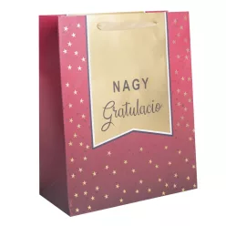   PAPÍRTASAK MATT, ARANY FÉNYES NYOMÁSSAL, BORDÓ, NAGY GRATULÁCIÓ