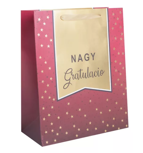 PAPÍRTASAK MATT, ARANY FÉNYES NYOMÁSSAL, BORDÓ, NAGY GRATULÁCIÓ