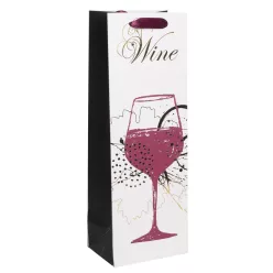   PAPÍRTASAK BOROS MATT, ARANY FÉNYES NYOMÁSSAL, POHÁR BOR,  WINE FELIRAT