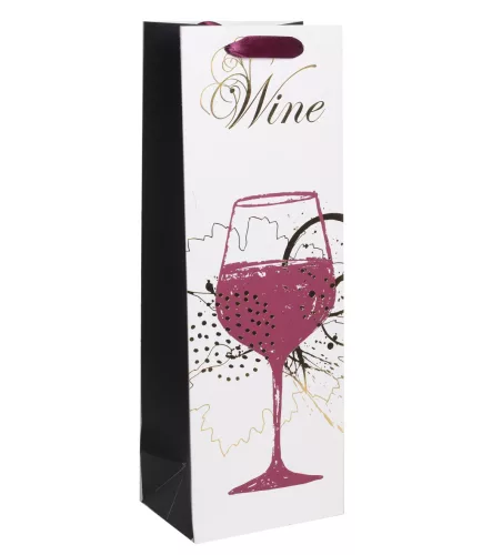 PAPÍRTASAK BOROS MATT, ARANY FÉNYES NYOMÁSSAL, POHÁR BOR,  WINE FELIRAT
