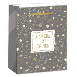   PAPÍRTASAK MATT, ARANY FÉNYES NYOMÁSSAL, VIRÁG MINTÁS,  A SPECIAL GIFT FOR YOU  FELIRATTAL