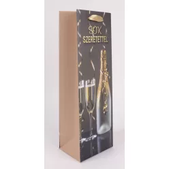   PAPÍRTASAK BOROS MATT, PEZSGŐ 2 POHÁRRAL,  SOK SZERETETTEL FELIRAT