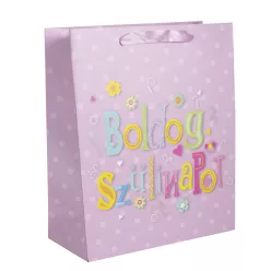   PAPÍRTASAK MATT, BOLDOG SZÜLINAPOT! FELIRAT RÓZSASZÍN/SZÍNES