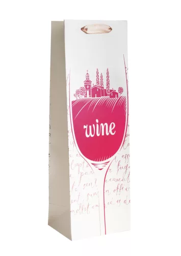 PAPÍRTASAK BOROS MATT, POHÁR, BENNE FALU, KRÉM ÉS PIROS, WINE FELIRAT