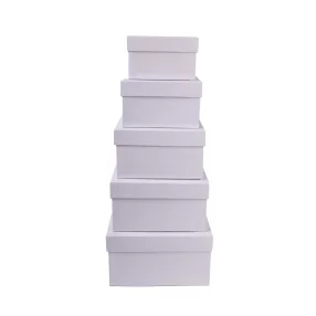   PAPÍRDOBOZ SZETT, 5 DARABOS, TÉGLALAP ALAKÚ, FEHÉR FEHÉR