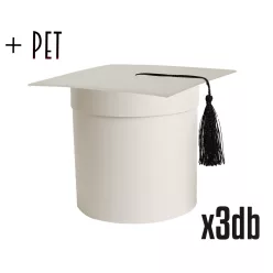   PAPÍRDOBOZ SZETT, MŰANYAG BETÉTTEL,3 DARABOS, KEREK ALAKÚ, BALLAGÓS SAPKA, KRÉM
