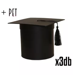   PAPÍRDOBOZ SZETT, MŰANYAG BETÉTTEL,3 DARABOS, KEREK ALAKÚ, BALLAGÓS SAPKA, FEKETE