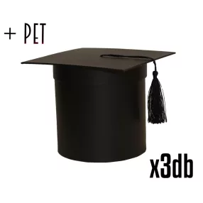   PAPÍRDOBOZ SZETT, MŰANYAG BETÉTTEL,3 DARABOS, KEREK ALAKÚ, BALLAGÓS SAPKA, FEKETE