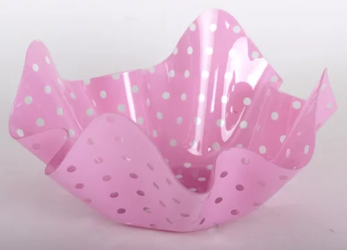 MŰANYAG TÁL HULLÁMOS  PÖTTYÖS  PINK