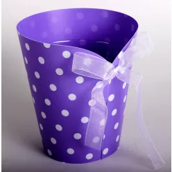 MŰANYAG KASPÓ, KEREK, SZALAGGAL, PÖTTYÖS, LILA