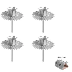   GYERTYATARTÓ TÜSKE, 4 DARABOS SZETT, MARGARÉTA FORMÁJÚ, EZÜST