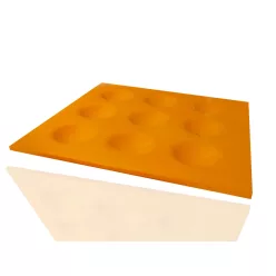 ÜVEG MÉCSESTARTÓ TÁBLA, 9 HELLYEL, NARANCSSÁRGA