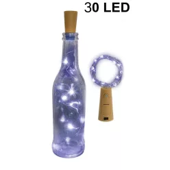   LED ELEMES ÜVEG DUGÓ, DRÓTŰZÉR, 30 LEDES, HIDEG FEHÉR       ÜL