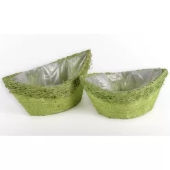 RAFFIA KASPÓ, 2 DARABOS SZETT, CSÓNAK ALAKÚ, ZÖLD
