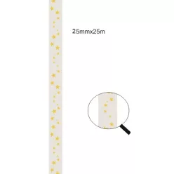 SZALAG SZATÉN, CSILLAG MINTÁS, KRÉM ÉS ARANY