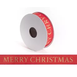 SZALAG, TEXTIL, MERRY CHRISTMAS FELIRATTAL, PIROS