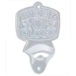   ÖNTÖTT VAS SÖRNYITÓ, FALRA SZERELHETŐ, BEER CLOCKFELIRAT, FEHÉR